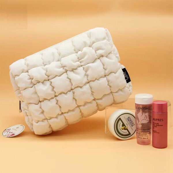 Customized Colorful Design Plaid Down Makeup Bag Puffy Women's Clutch Bag - Image 4