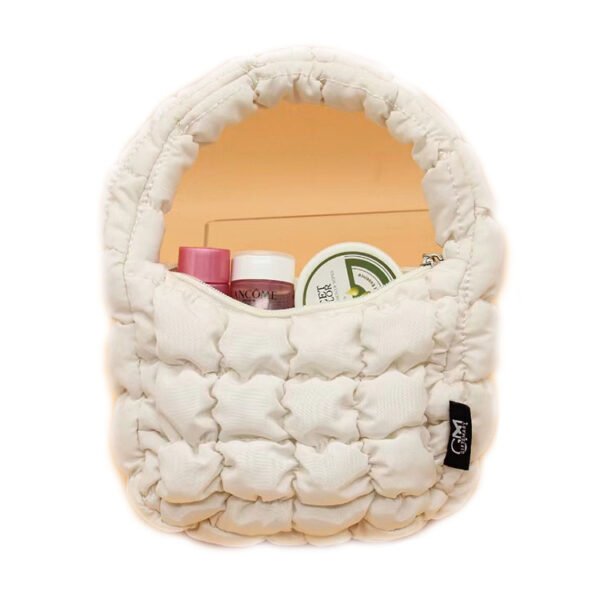 Customized Colorful Design Plaid Down Makeup Bag Puffy Women's Clutch Bag - Image 3