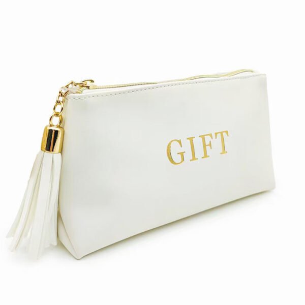 Cosmetic Bag Tassel Zippered Pouch with Custom Logo Toiletry Clutch Bag - Image 5