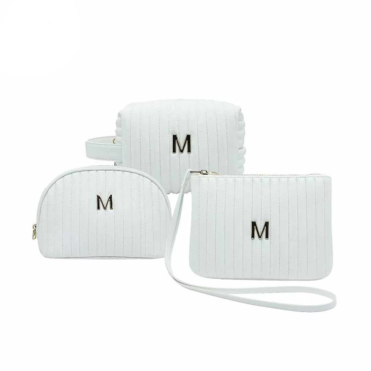 Personalized Velvet Custom Small Travel Quilted Toiletry Cosmetic Bag