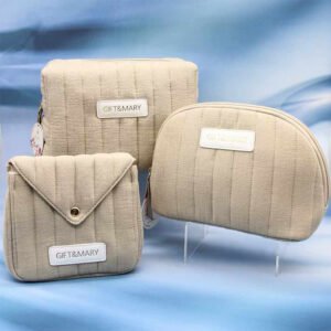 Pufful Square Quilted Pattern Velvet Travel Women Beauty Makeup Pouch