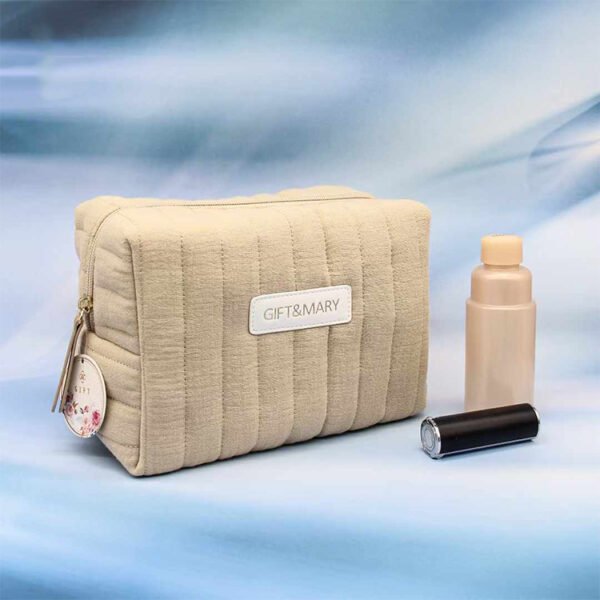 Pufful Square Quilted Pattern Velvet Travel Women Beauty Makeup Pouch - Image 3