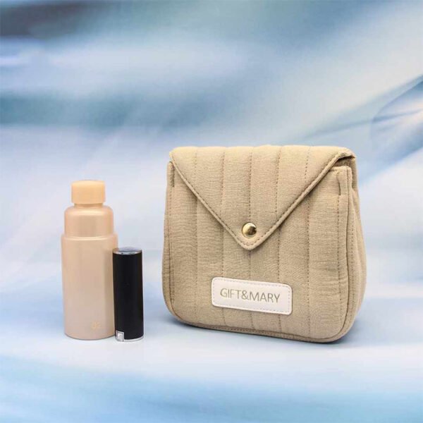 Pufful Square Quilted Pattern Velvet Travel Women Beauty Makeup Pouch - Image 4