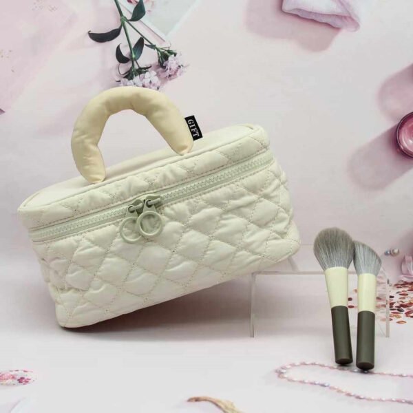 Cotton Quilted Large capacity Floral Cute Travel Cosmetic Bag with Handle - Image 5
