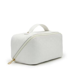 Travel Cosmetic Leather Waterproof Cosmetic Bag With Handle Divider