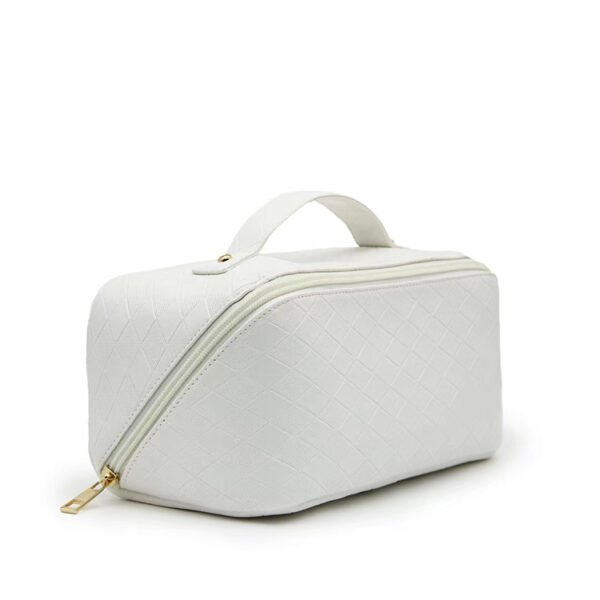 Travel Cosmetic Leather Waterproof Cosmetic Bag With Handle Divider - Image 5