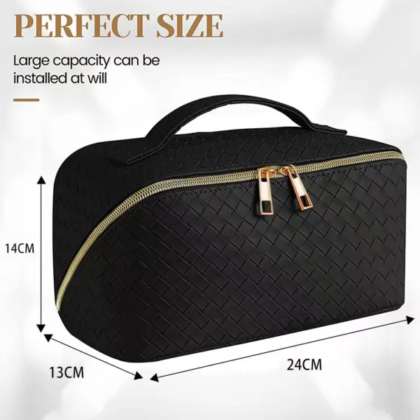 Travel Cosmetic Leather Waterproof Cosmetic Bag With Handle Divider - Image 8