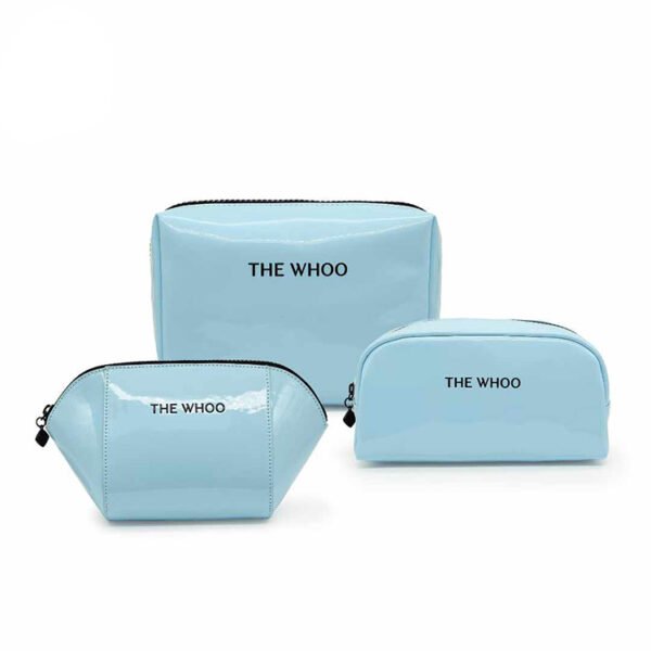 Shiny Vegan Leather Custom Cosmetic Bag Handy Toiletry Travel Waterproof Zipper Makeup Bag - Image 5