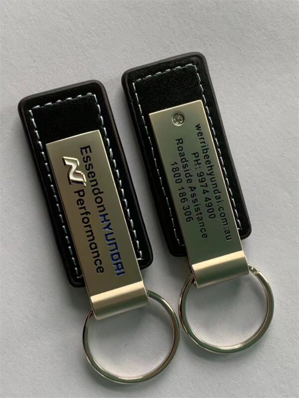 Luxury Metal and Leather Keychain with Custom Logo Car Keychain - Image 6
