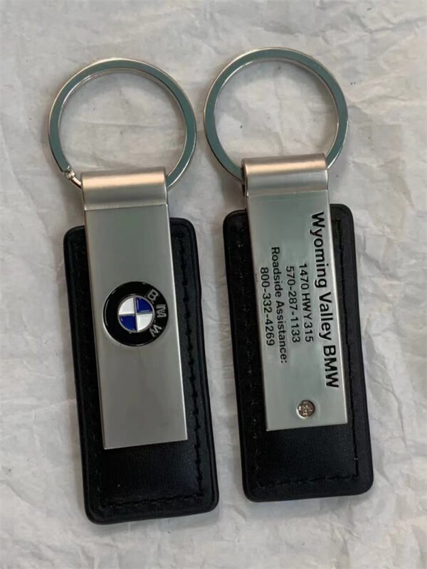Luxury Metal and Leather Keychain with Custom Logo Car Keychain - Image 5