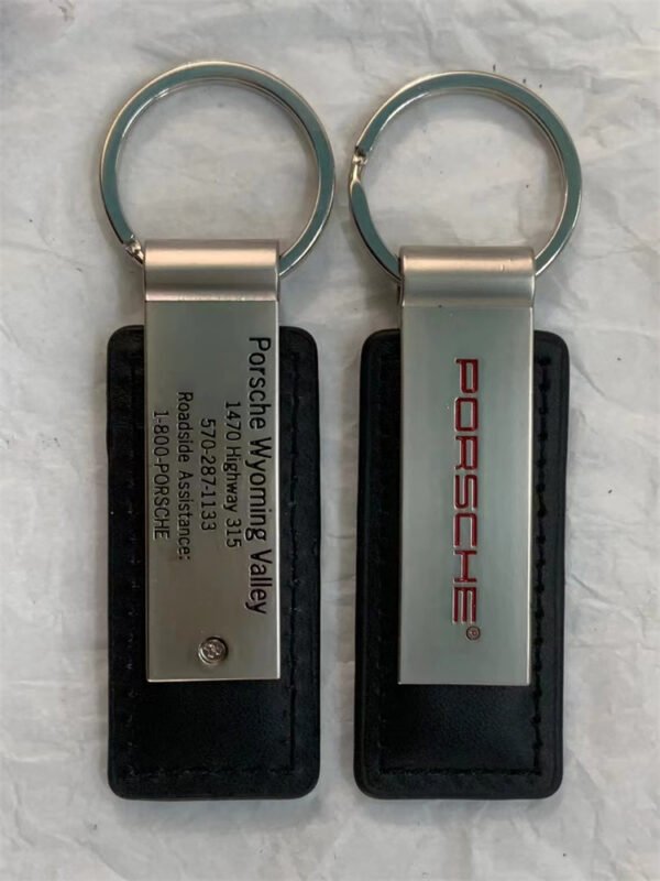 Luxury Metal and Leather Keychain with Custom Logo Car Keychain - Image 4