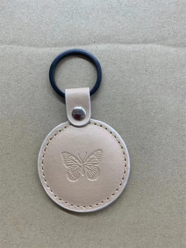 Leather Circle Keychain Personalized Round Keyring Holder - Image 4